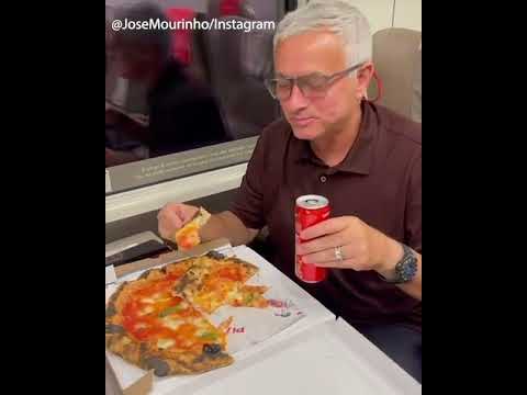 Jose Mourinho celebrates Roma&#039;s big win with a pizza | #Shorts | ESPN FC